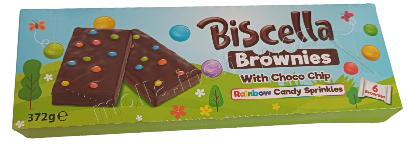 Biscella Brownies 372g/18ks koláč s kakaovou polevou a dražé