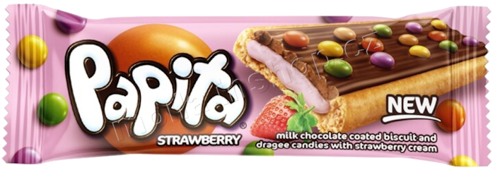 Papita jahoda+lentilky 33g/24ks růžová