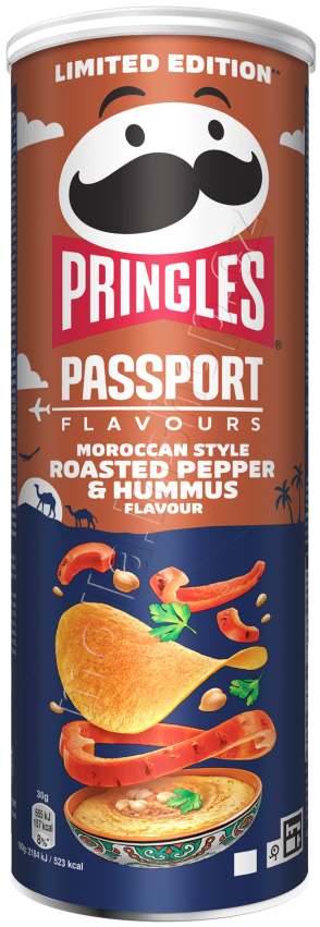 XX- Pringles  Roasted Pepper a Hummus 165g/19ks  10/2025   iddle East