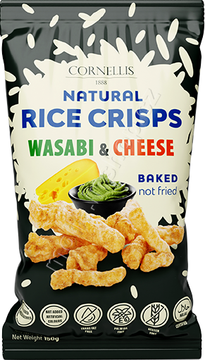Rice crisps Wasabi cheese 150g/12ks Rýžový snack Cornellis