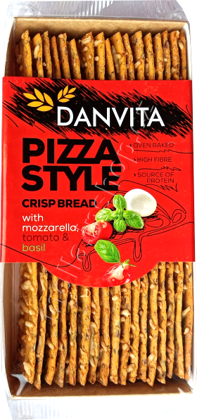Danvita PS Bazalka 130g/18ks Pizza Style s mozzarelou, rajčaty a bazalkou, pšeničné plátky
