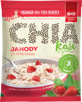 Chia kaše jahodová se smetanou 65g/22ks
