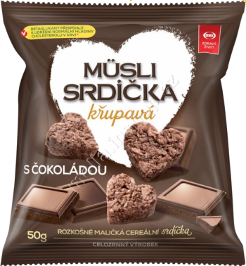 Musli srdíčka čokoláda 50g/15ks sáček