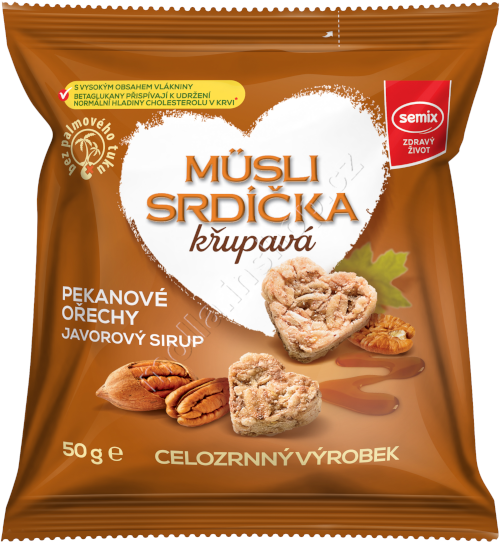 Musli srdíčka pekan a javorový sirup 50g/15ks sáček