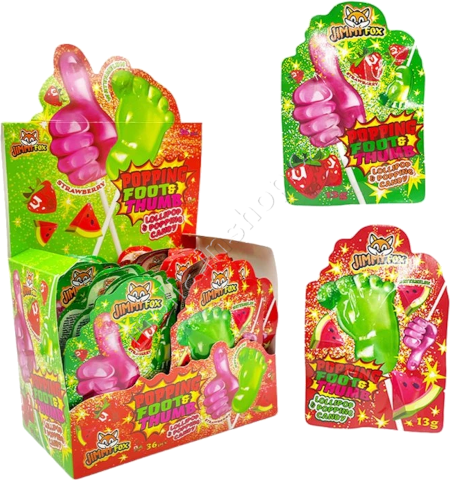 Lízátko Foot&Thumb 13g/36ks Jimmy Fox Popping candy
