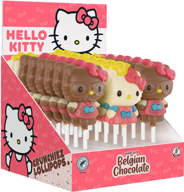 Lízátko Hello Kitty Crunchiez 30g/24ks  z belgické čokolády