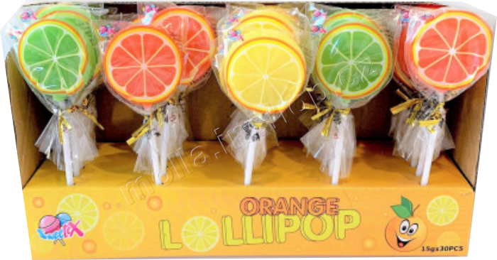 Lízátko Pomeranč 15g/30ks Orange Lollipop