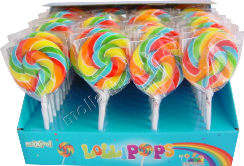 Lízátko Round maxcool 15g/48ks /duha/ lollipops