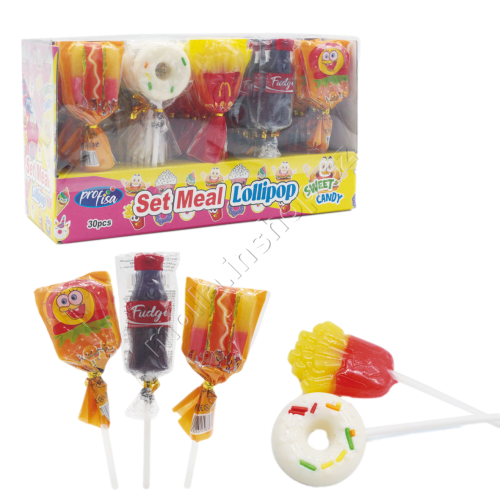 Lízátko Set Meal Lollipop Candy 15g/30ks Fast food