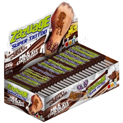 Lízátko Zazuage čokoláda 10,8g/50ks s tetováním