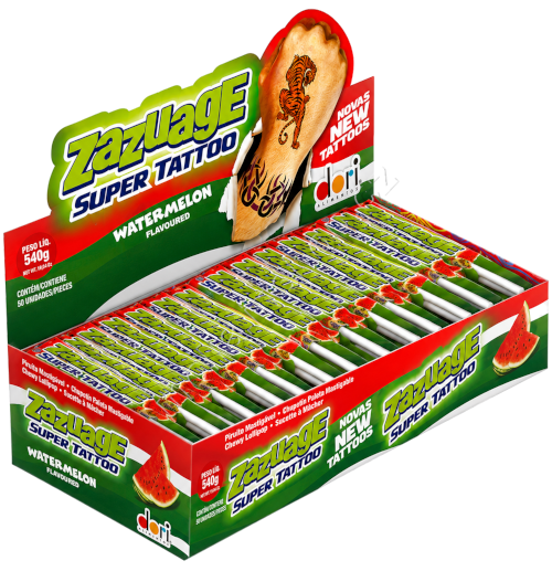 Lízátko Zazuage meloun 10,8g/50ks s tetováním
