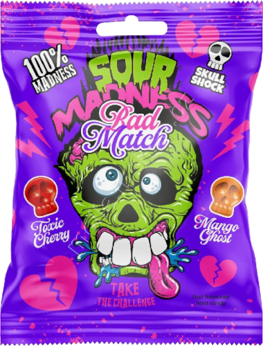 Argo Sour Madness fialové BAD Match 60g/14ks extra kyselé   