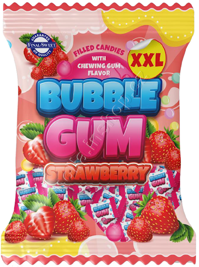Bubble gum Strawbery 65g/28ks bonbony se žvýkačkovou příchutí