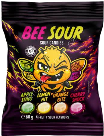 Bee Sour 60g/20ks 4 příchutě extra kyselé