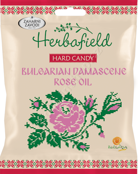 Herbafield dropsy damašská růže 49g/10ks 16.9.2025 Bulgarian Damascene rose candy