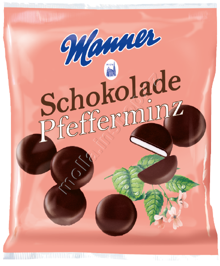 Peprmintky v čokoládě Manner 150g/28ks  Pfeffermintz