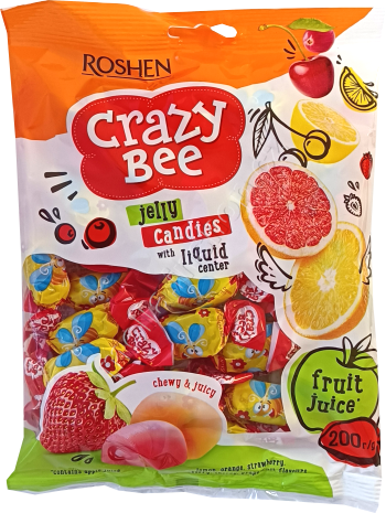 Roshen Crazy Bee fruity 200g/12ks   želé