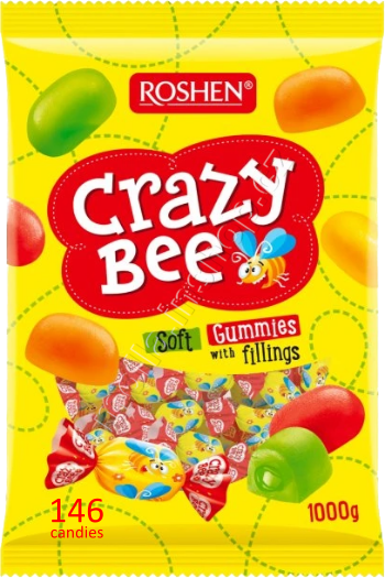 Roshen Crazy bee Fruity 1kg/9ks želé plněné