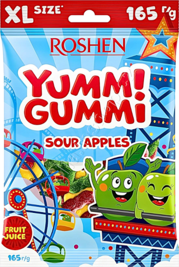 Roshen YG Sour Apples 165g/14ks Yummi Gummi jablkové kroužky