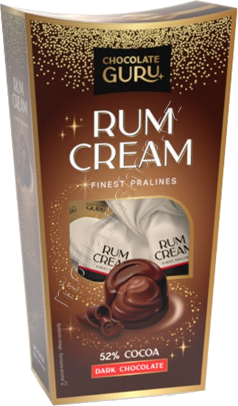 Guru Rum Cream Hnědá 120g/18ks bonbony z hořké čokolády 52% plněné krémem s rumem
