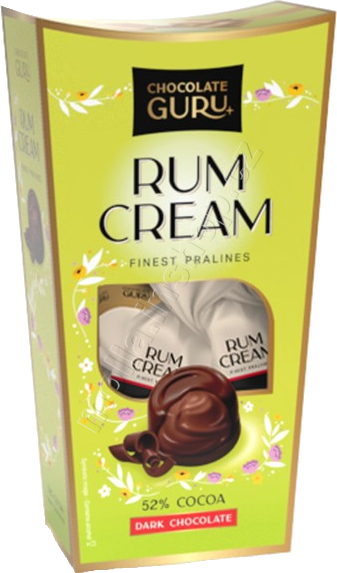 Guru Rum Cream Zelená 120g/18ks bonbony z hořké čokolády 52% plněné krémem s rumem