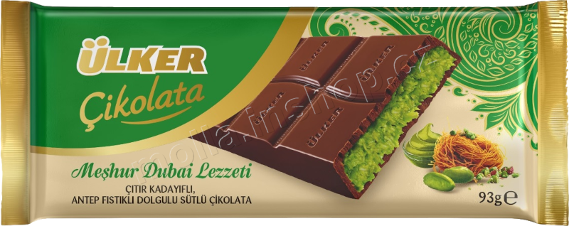 Dubai Ulker mléčná čokoláda 93g/6ks s pistáciovou náplní