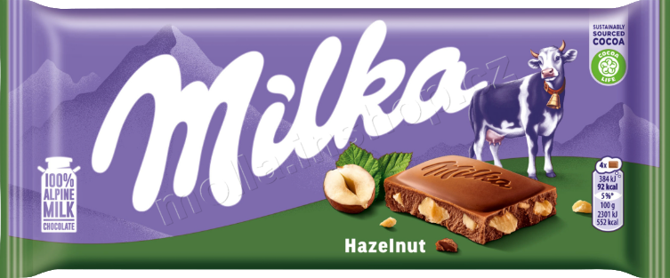 Milka Hazelnut 90g/24ks  drcený ořech