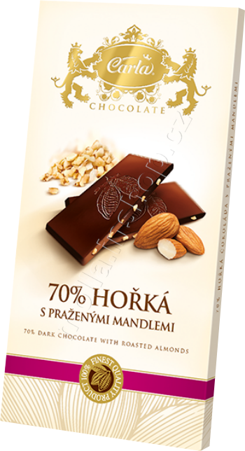 T.č. hořká mandle 70% CARLA 80g/15ks obdélník čokoláda