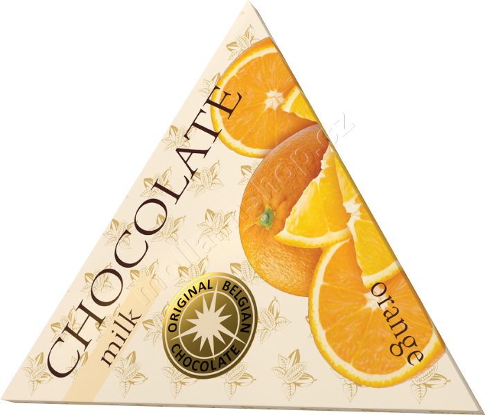 30501 Trojúhelník pomeranč mléčný 50g/40ks čokoláda