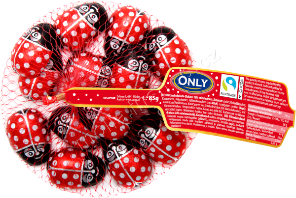 Čokoládové berušky 85g/26ks síťka Only