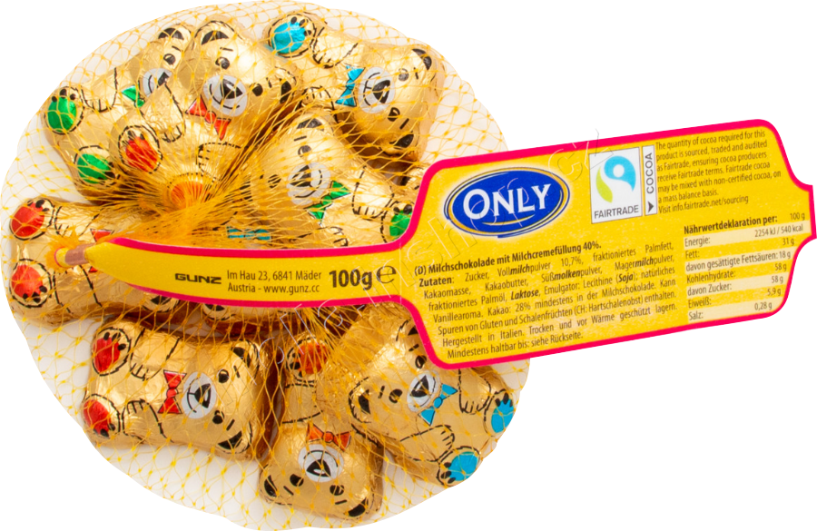 Čokoládový medvídek 80g/24ks síťka ONLY