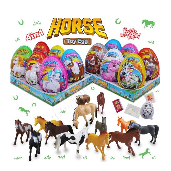 VEJCE XXXL Horse 4v1 20g/6ks plast MAXI Toy Egg Surprise 4in1