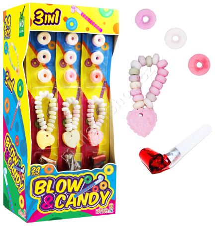 Blow & Candy 17g/24ks MP Lipo náramek, frkačka a pískací bonbóny Clown Candy Jimmy Fox