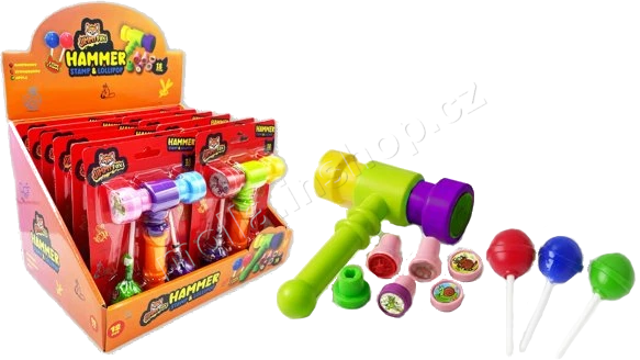 Hammer Stamp Lollipop 20g/12ks  kladívko, 2 lízátka, 2 razítka  JF