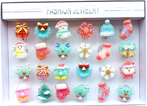 Ring svítící prstýnek Christmas kamínky bez cukrovinky 24ks v bal. vánoční