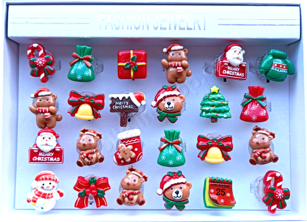 Ring svítící prstýnek Christmas mix bez cukrovinky 24ks v bal.  