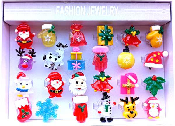 Ring svítící prstýnek Christmas vločka  bez cukrovinky 24ks v bal.  