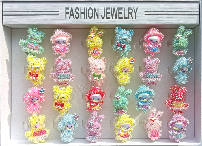 Ring svítící prstýnek Zvířátka bez cukrovinky 24ks v bal.