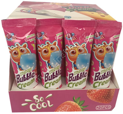 Žvýkačky v tubě jahoda 22g/20ks strawberry cream with gum