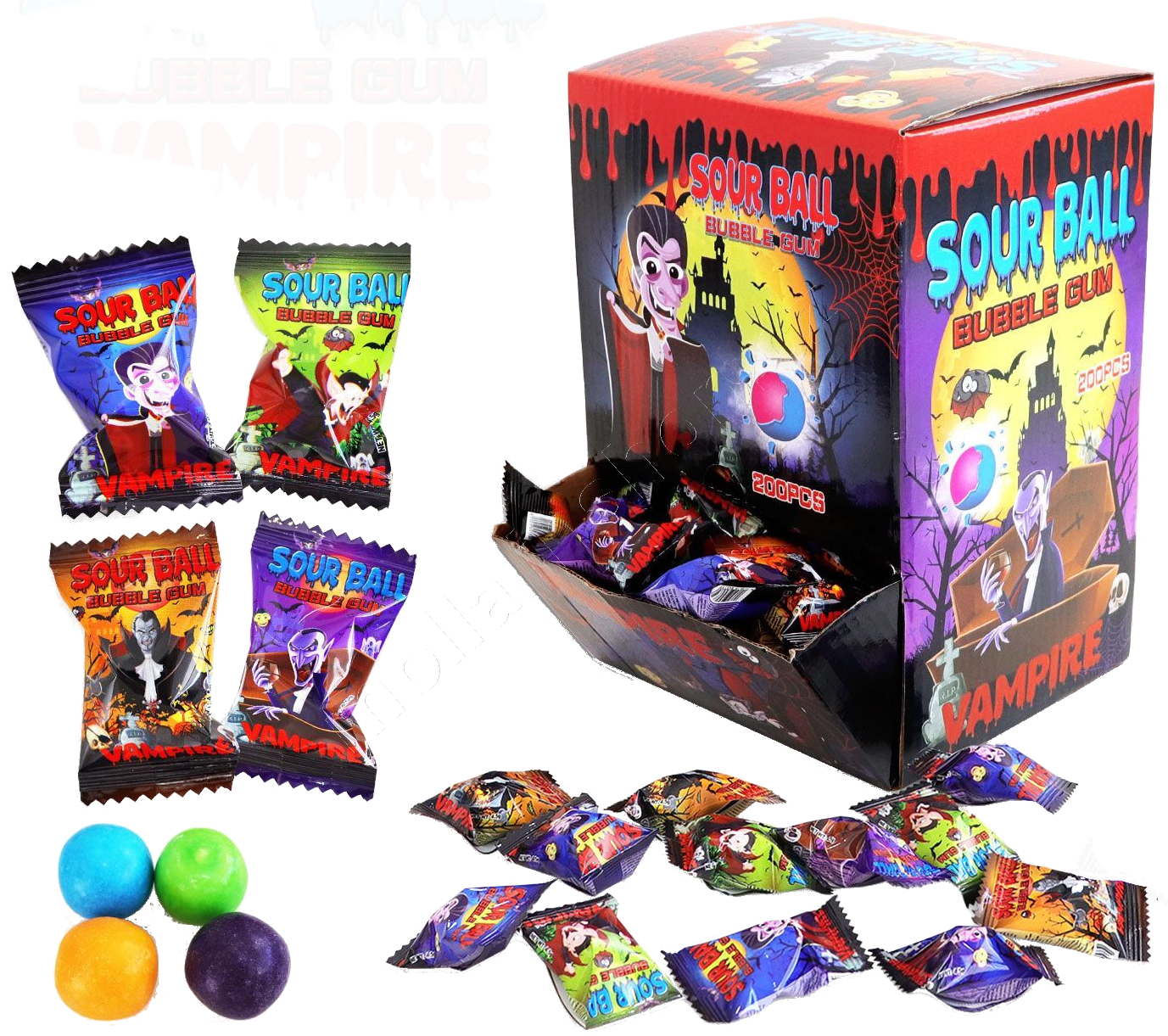 Žvýkačky Vampire 4,5g/200ks Bubble Gum With Jam