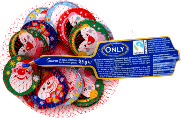 Vánoční mince 85g/24ks  síťka  vánoce