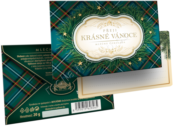 Vánoce 02 mléčná obálka 20g/15ks zelená Carla