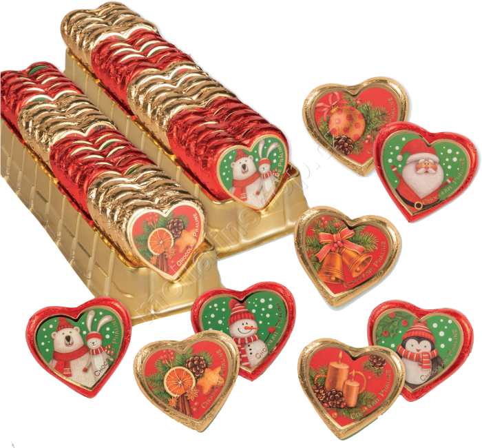 Ván. nug. srdíčko Červený mix 24g/40ks Vánoce