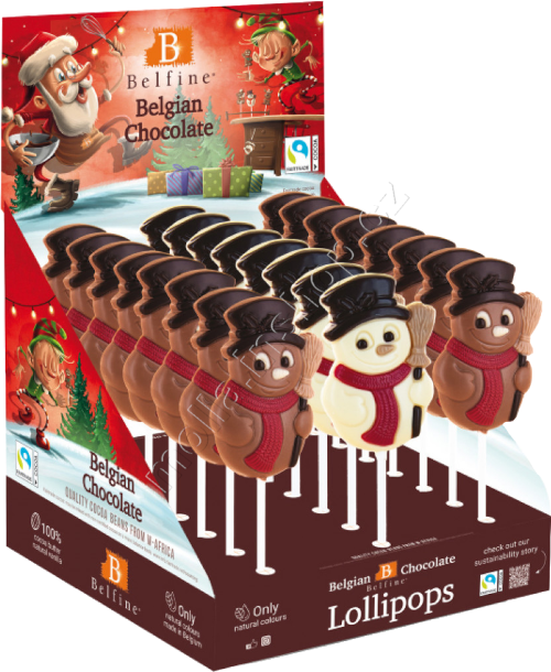 Čoko lízátko Sněhulák 25g/24ks Vánoce