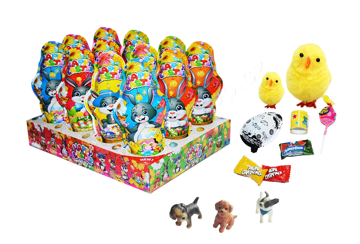 HAPPY EASTER Zajíc 40g/12ks figurka plast vejce