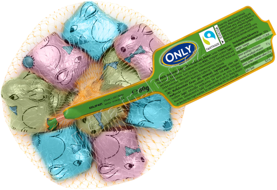 Síťka zajíček lesklý 80g/26ks ONLY mléčný krém