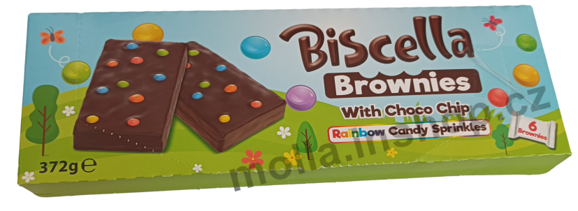 Biscella Brownies 372g/18ks koláč s kakaovou polevou a dražé