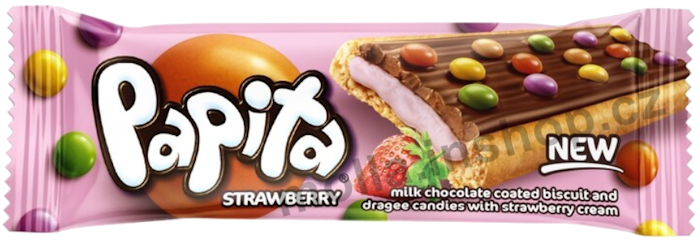 Papita jahoda+lentilky 33g/24ks růžová