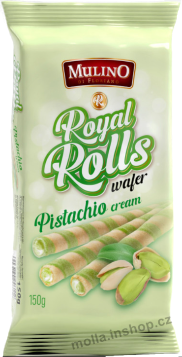 Royal Rolls pistácie 150g/16ks trubičky s příchutí pistacie  Mulino