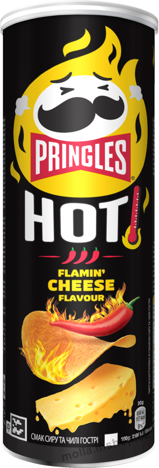 Pringles Hot Flamin 160g/19ks Cheese